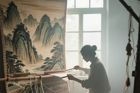 Master Chen Hua working with textiles