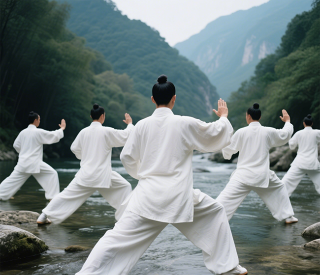 Wudang martial arts practice in mountains