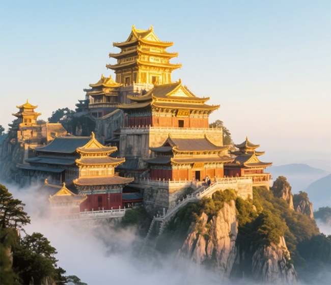 Wudang Temple complex in the mountains